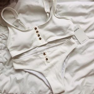 Zaf white button bikini NWOT never worn